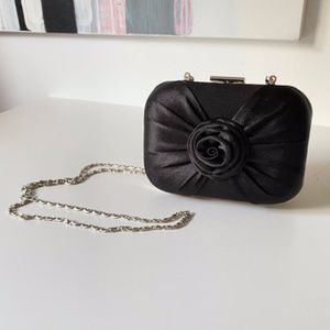 Small Black Evening Bag with Rosette